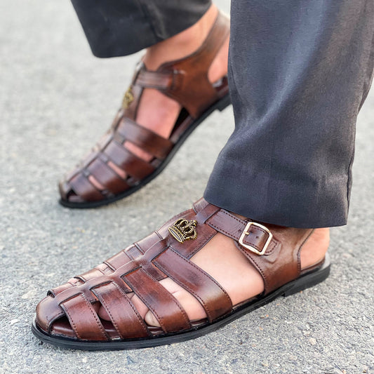 LE Pure Leather Handmade Multi Strap Sandal - 331
