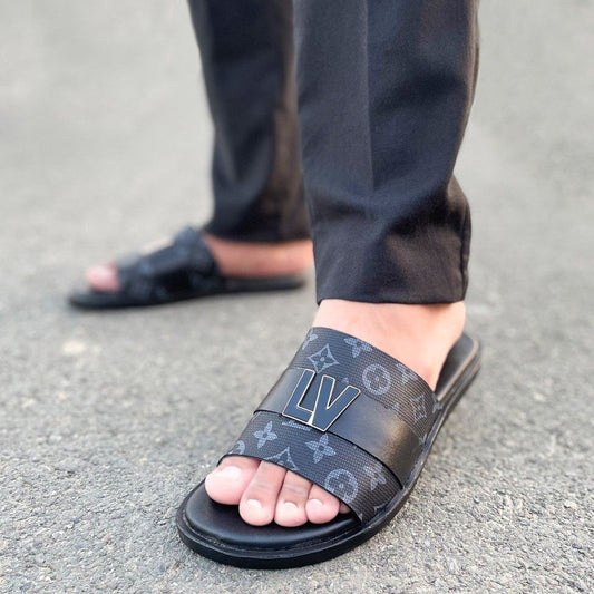 LE Pure Leather Handmade Buckle-LV Slipper - 571