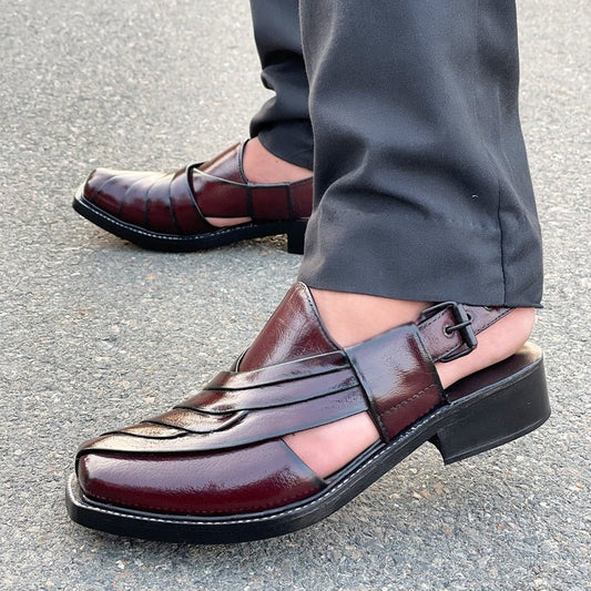 LE Pure Leather Handmade Triat Peshawari Chappal UG 348