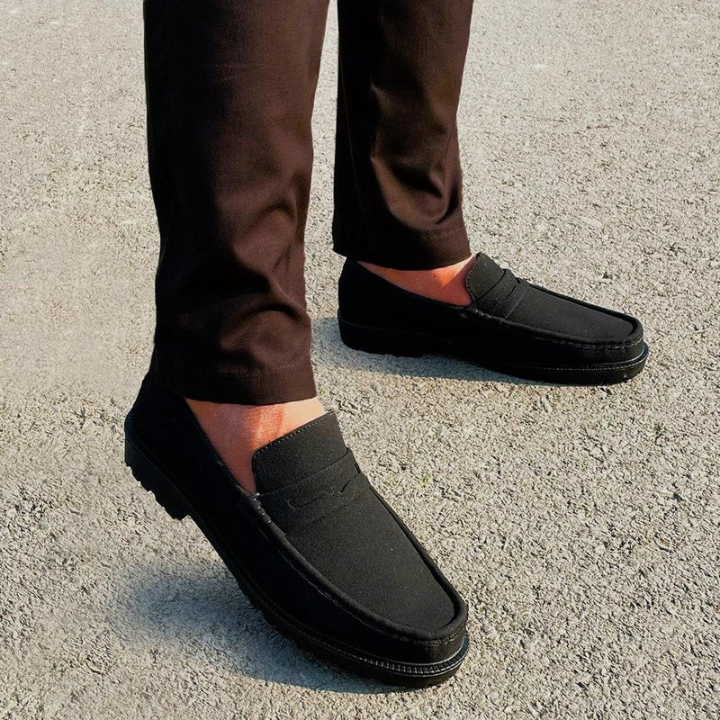 LE Premium Suede Leather Black Chunky Loafer Shoe-260