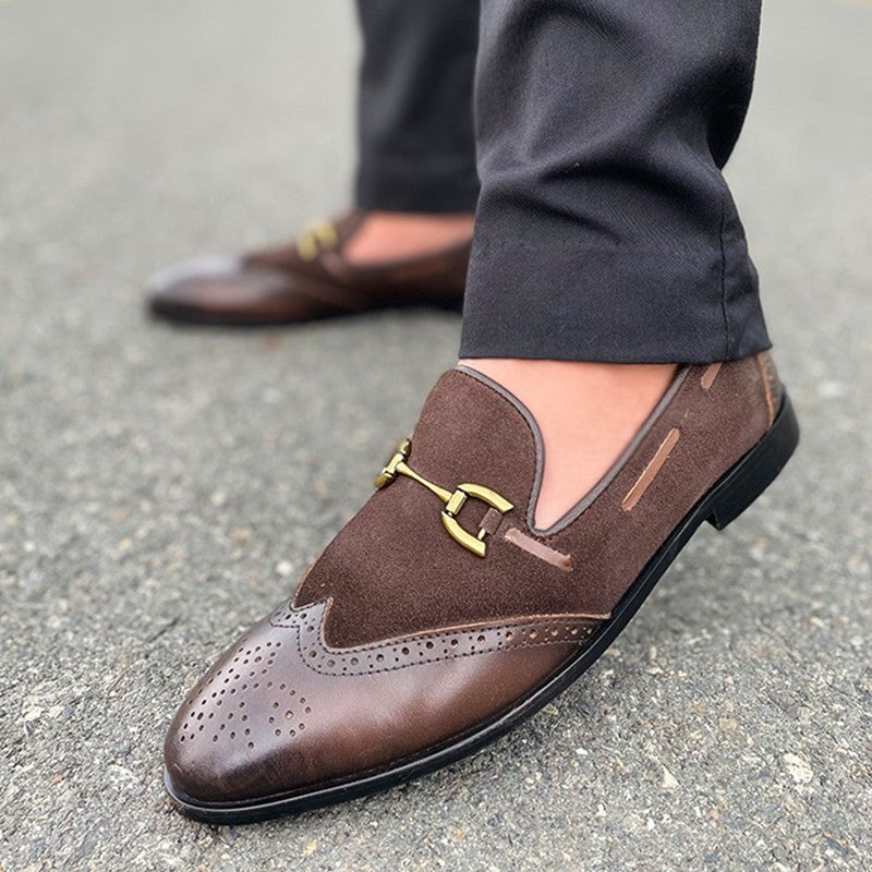 LE Pure Leather Handmade Brogue Suede Formal Shoe - 225
