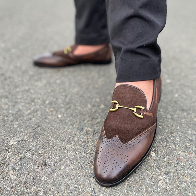 LE Pure Leather Handmade Brogue Suede Formal Shoe - 225