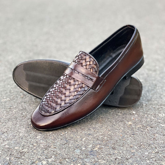 LE Pure Leather Center Woven Shoes JH 277