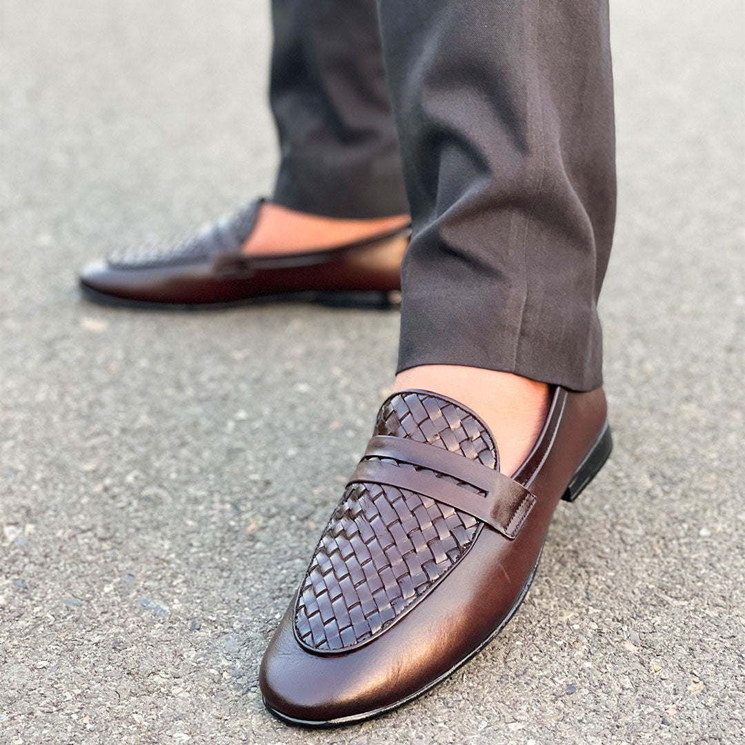 LE Pure Leather Center Woven Shoes JH 277