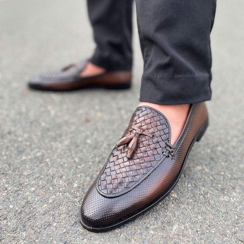 LE Pure Leather Handmade Woven Centre Formal Shoe JH 274