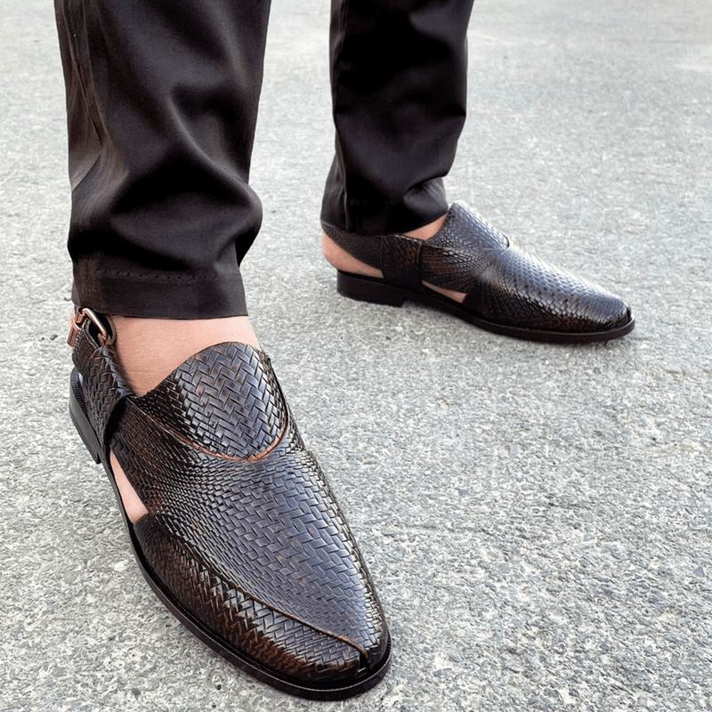 LE Pure Leather Handmade Pufferry Peshawari Chappal - 341