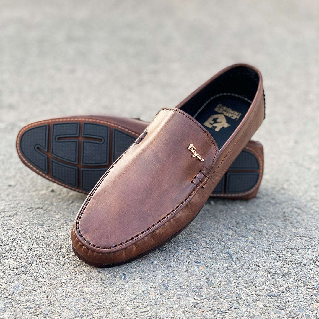 LE Pure Leather Handmade Brown Loafer -624