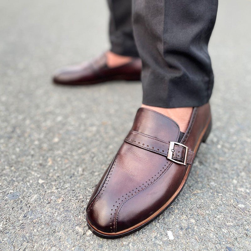 LE Pure Leather Handmade Brogue Strap Formal Shoe - 252