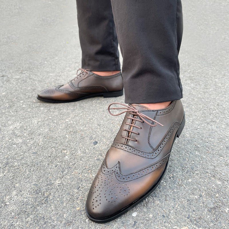LE Premium Leather Oxford Bronzy Formal Shoe - 809