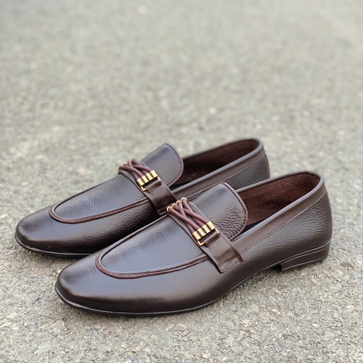 LE Pure Leather Striper Brown Folding Shoe WL 824