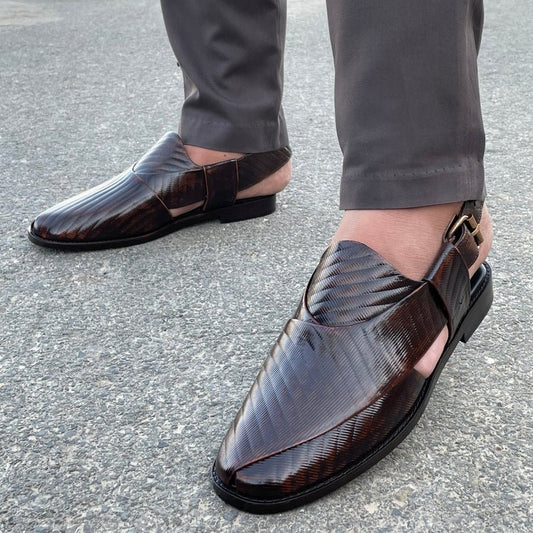 LE Pure Leather Handmade Crater Peshawari Chappal -338