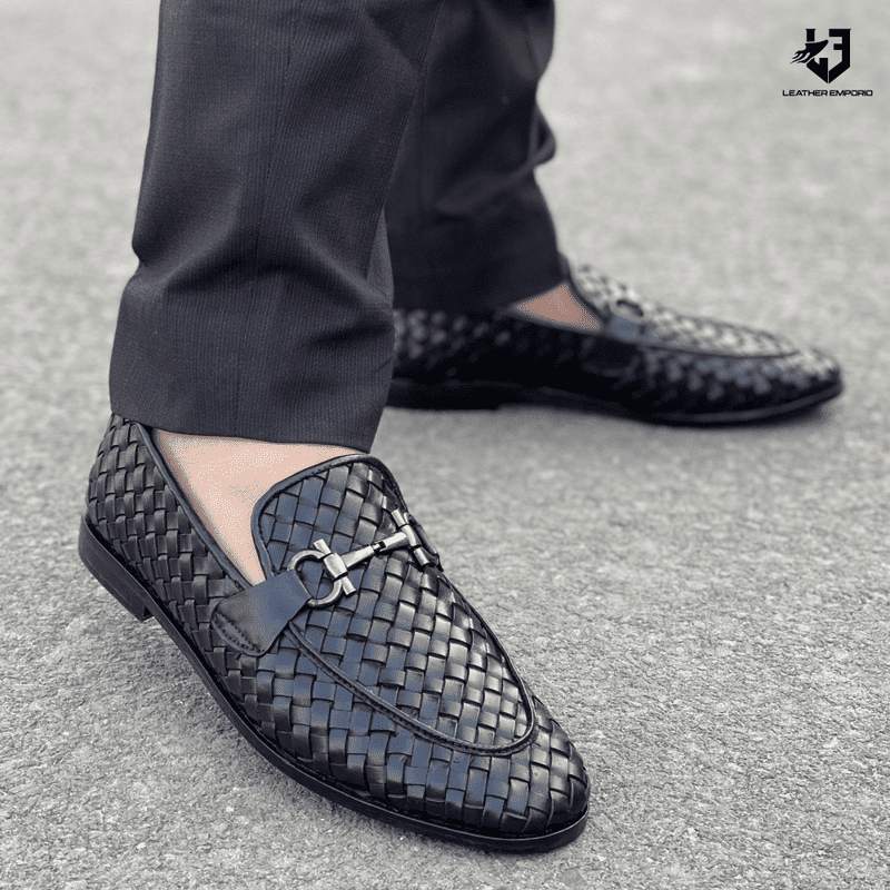 LE Premium Leather Woven Bees Formel Shoe-170 Formal shoes