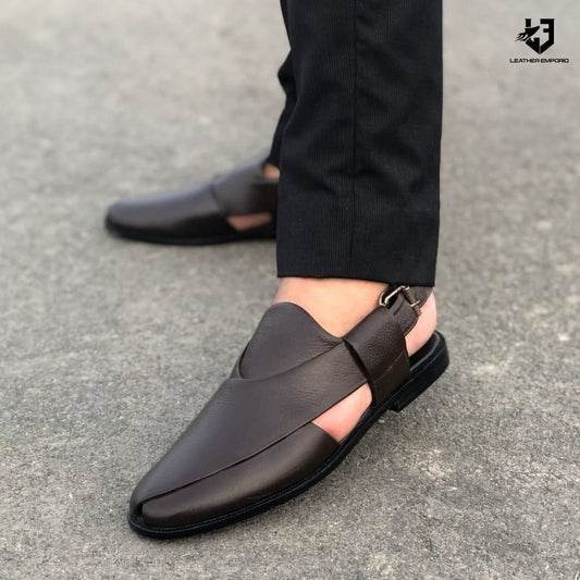 Le Pure Leather Handmade Choco Peshawari-315 Sandal Peshawari