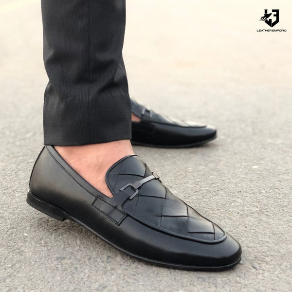 Le Pure Leather Handmade Cross Black-102 Formal Shoes