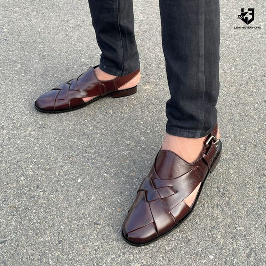 LE Pure Leather Handmade Cross Strap-305 Sandal peshawari