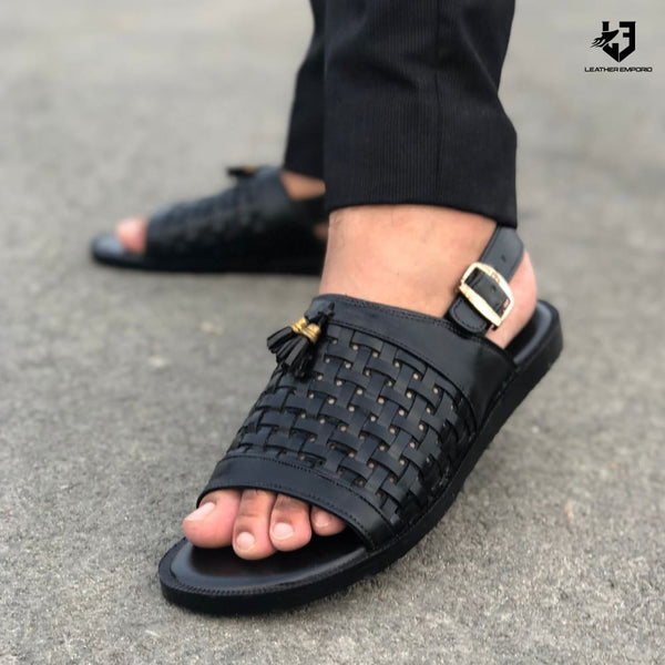 Le Pure Leather Handmade Leonardo Black-309 Sandal