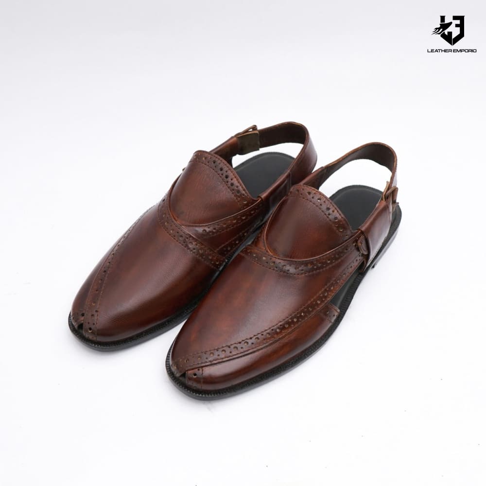 Le Pure Leather Handmade Peshawari Brown-308 Sandal Peshawari
