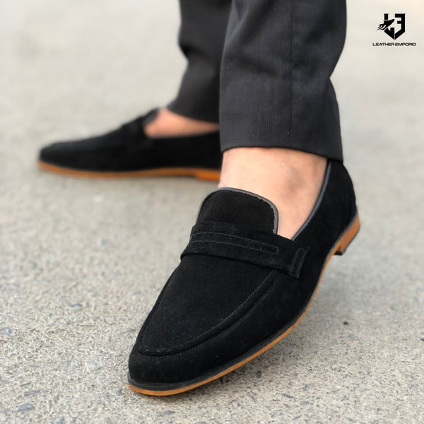 Le Pure Leather Handmade Suede Black-115 Formal Shoes