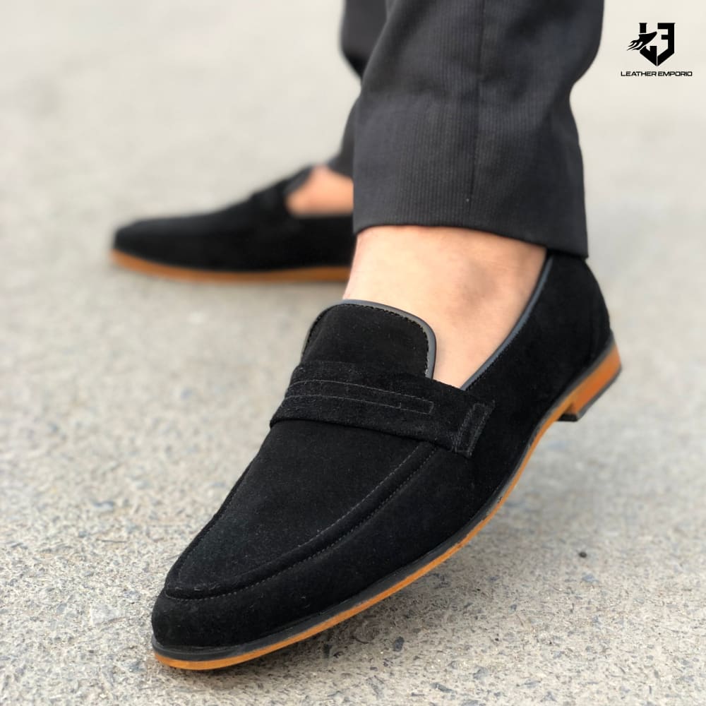 Le Pure Leather Handmade Suede Black-115 Formal Shoes
