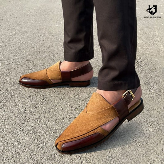 LE Pure Leather Handmade Suede Peshawar-316 Sandal peshawari