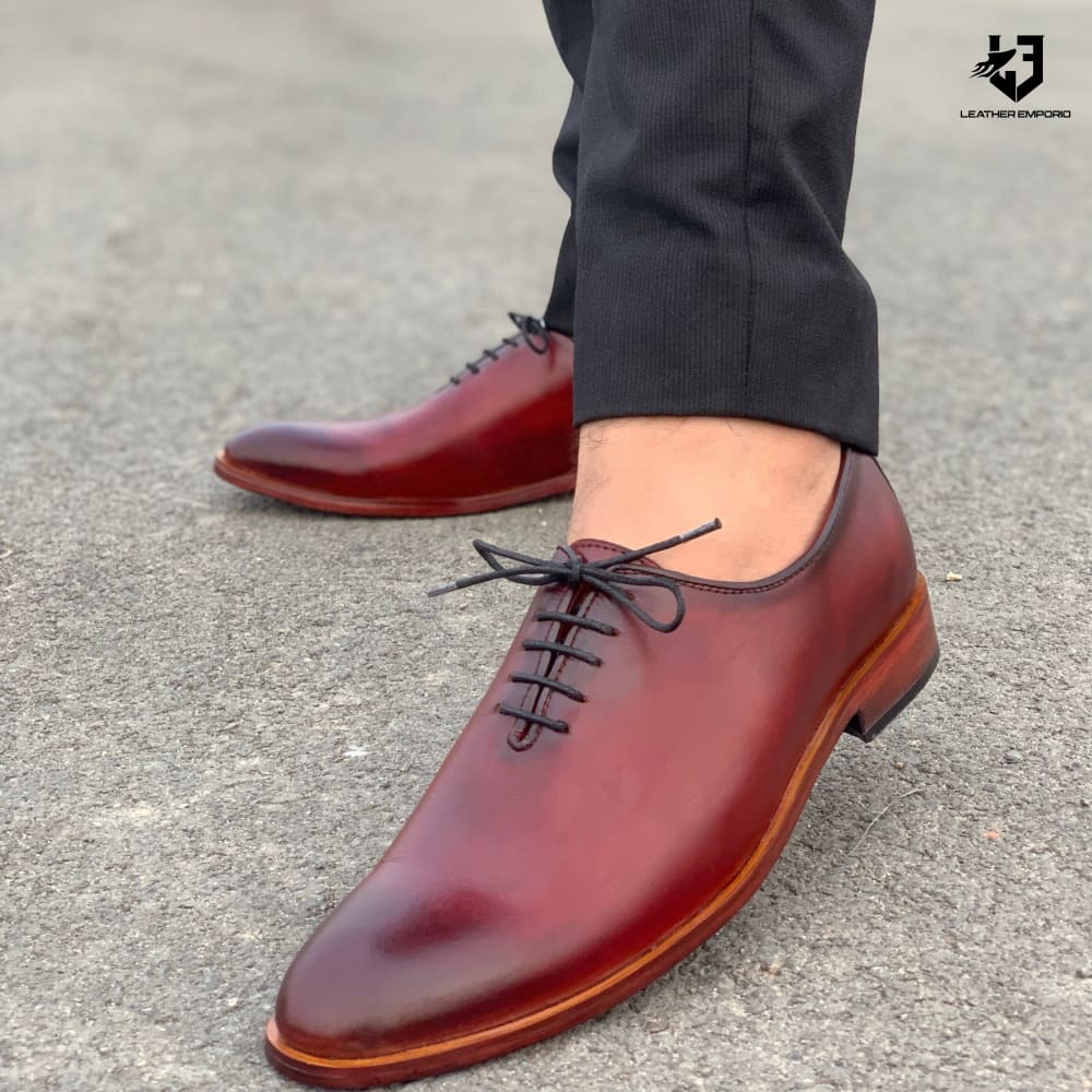 Le Pure Leather Handmade Whole Cut Oxblood-110 Formal Shoes