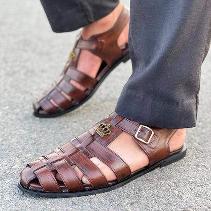 LE Pure Leather Handmade Multi Strap Sandal - 331