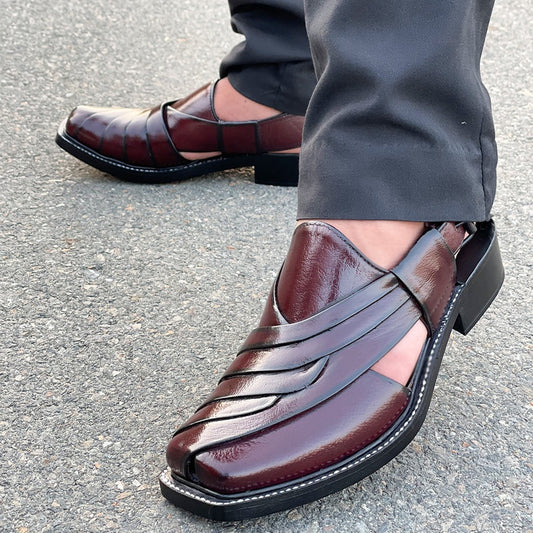 LE Pure Leather Handmade Triat Peshawari Chappal UG 348