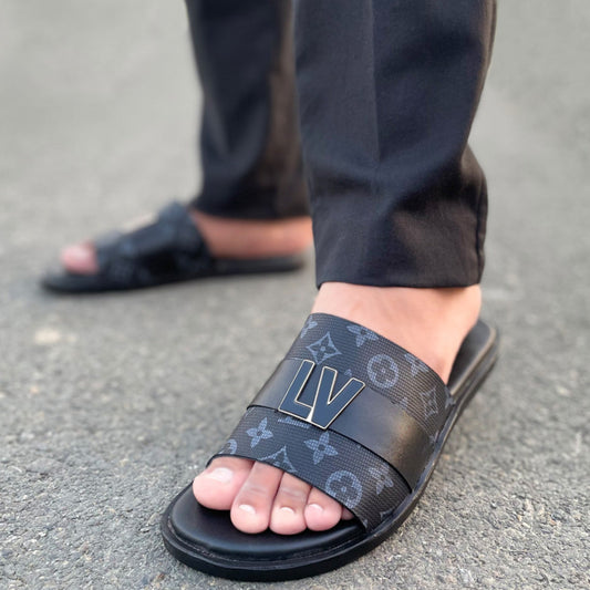 LE Pure Leather Handmade Buckle-LV Slipper - 571
