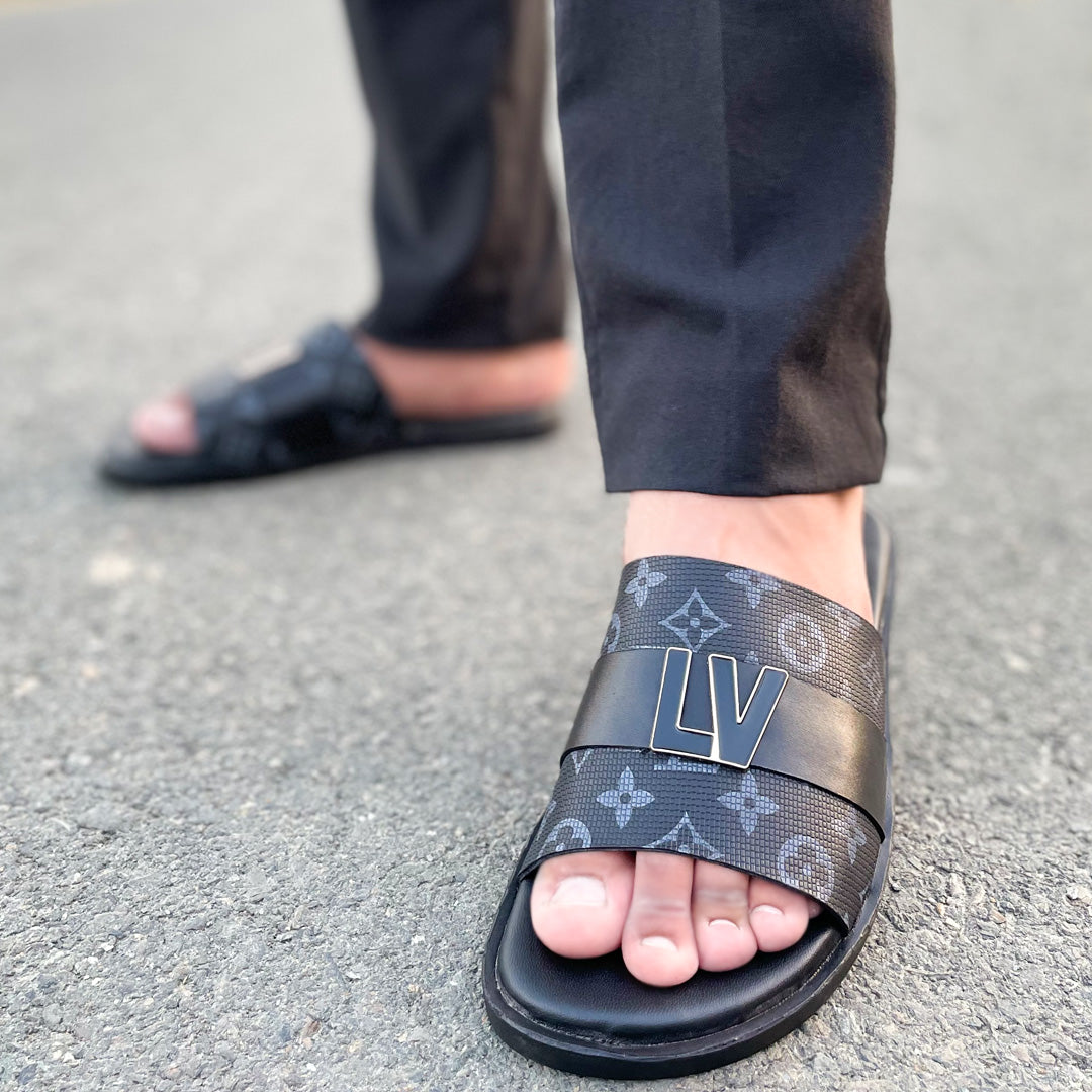 LE Pure Leather Handmade Buckle-LV Slipper - 571