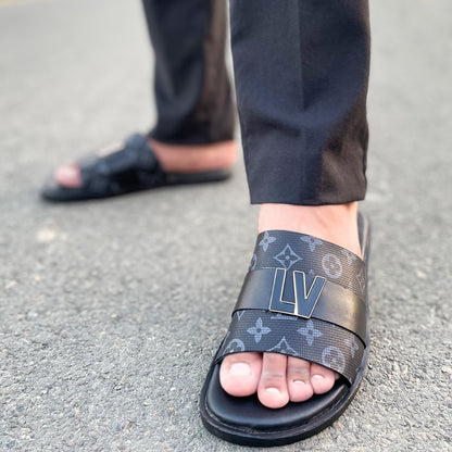 LE Pure Leather Handmade Buckle-LV Slipper - 571