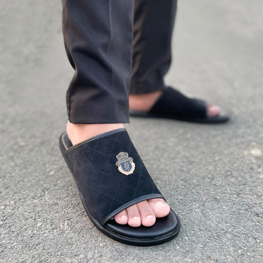 LE Pure Leather Handmade Suede Slipper - 574