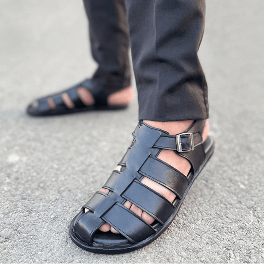 LE Pure Leather Handmade Sandal Black - 1075