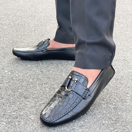 LE Pure Leather Handmade Corno Black  Loafer 632