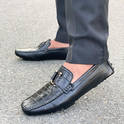 LE Pure Leather Handmade Corno Black  Loafer 632