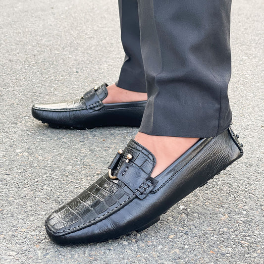 LE Pure Leather Handmade Corno Black  Loafer 632