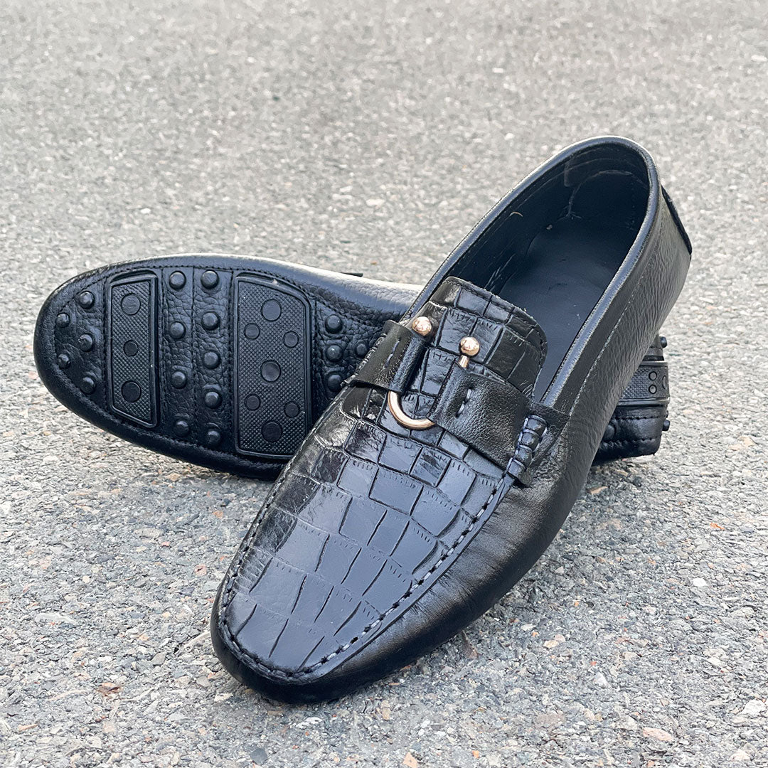 LE Pure Leather Handmade Corno Black  Loafer 632
