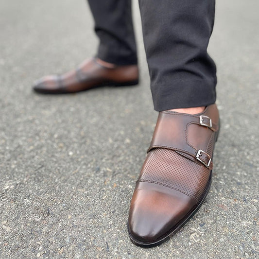 LE Pure Leather Handmade Double Monk Formal Shoe -224