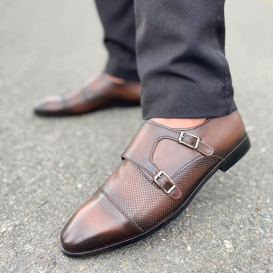 LE Pure Leather Handmade Double Monk Formal Shoe -224