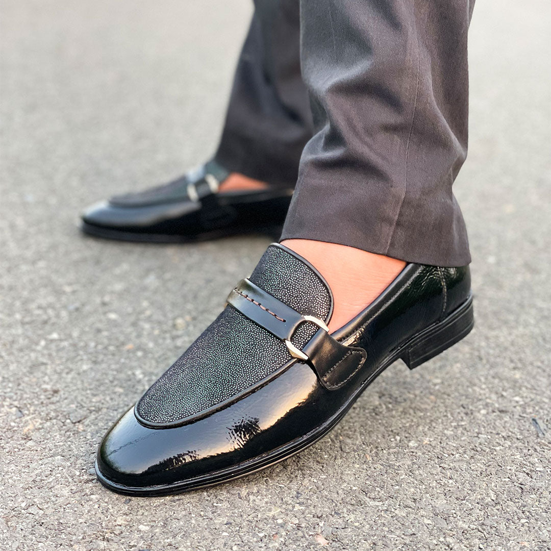 LE Premium Leather Patent Textured Dot Shoe AZ 291