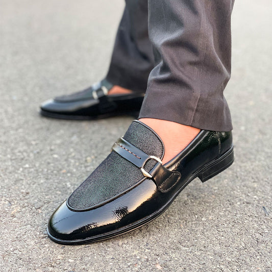 LE Premium Leather Patent Textured Dot Shoe AZ 291