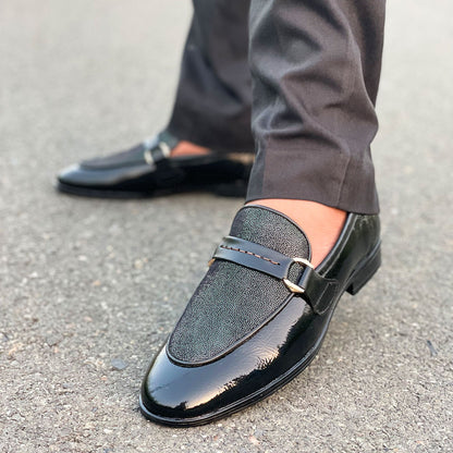 LE Premium Leather Patent Textured Dot Shoe AZ 291