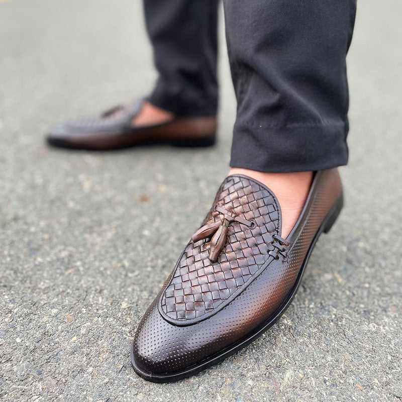 LE Pure Leather Handmade Woven Centre Formal Shoe - 274