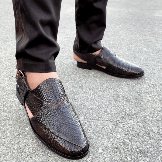 LE Pure Leather Handmade Pufferry Peshawari Chappal - 341