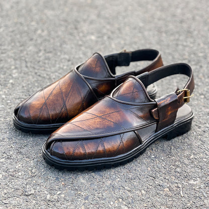 Le Pure Leather Peshawari Mason Two toned Sandal AZ 350