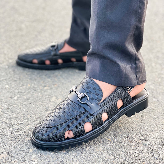 Le Hand made black Sandal AZ 351