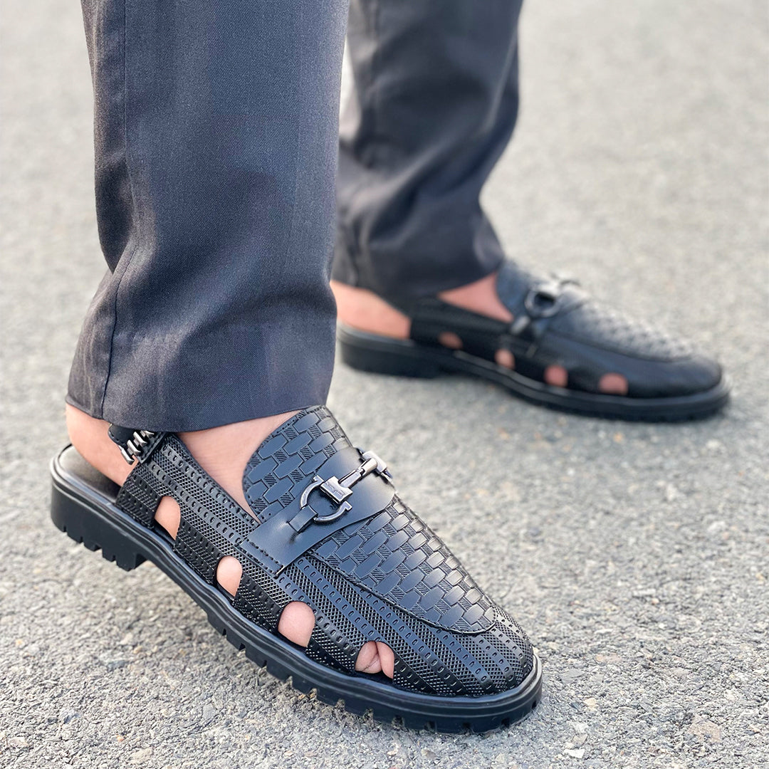 Le Hand made black Sandal AZ 351