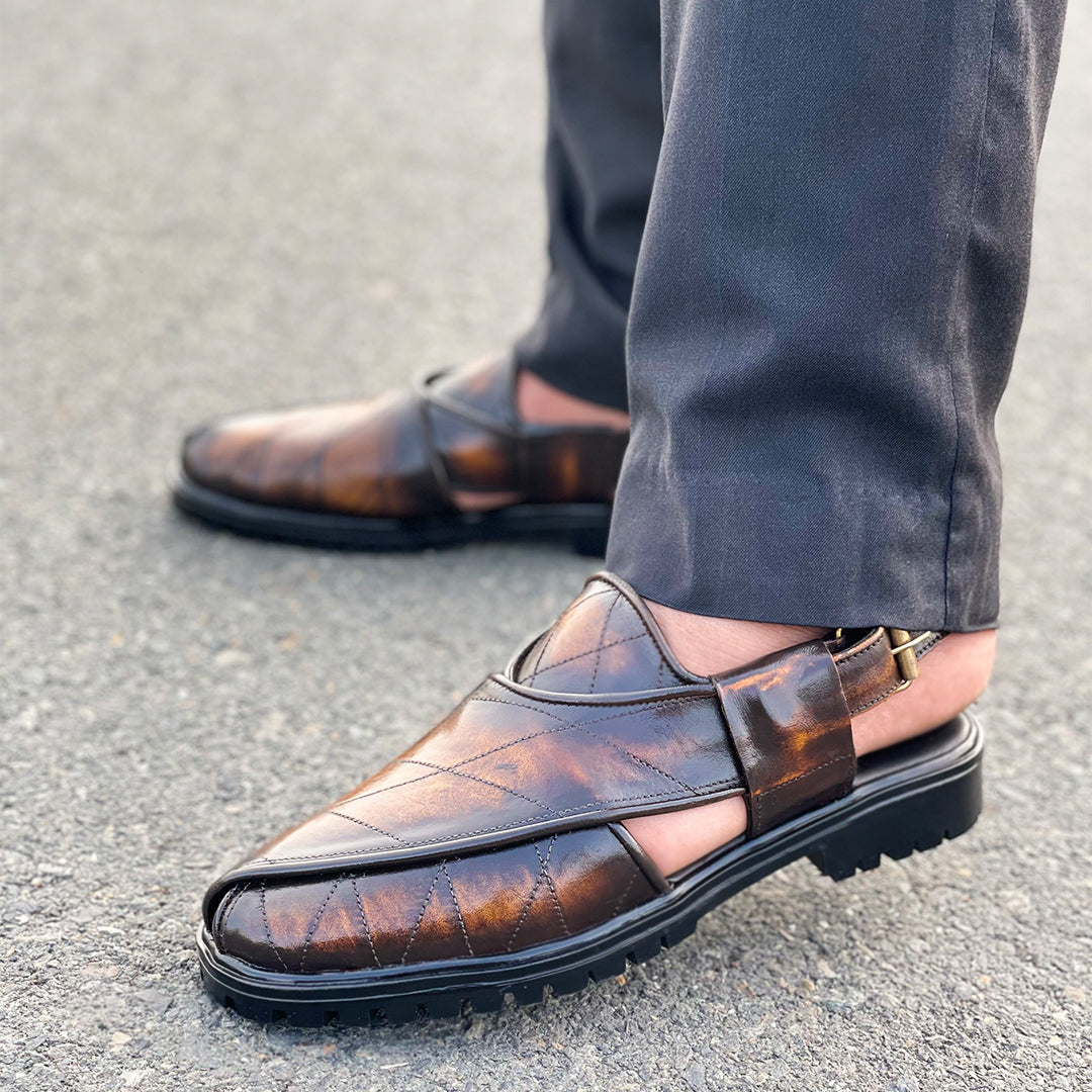 Le Pure Leather Peshawari Mason Two toned Sandal AZ 350