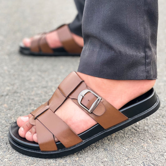 LE Pure Leather Handmade Bold Slipper  539