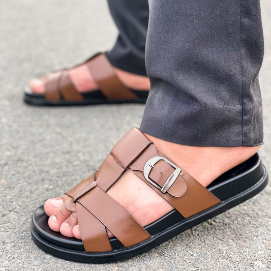 LE Pure Leather Handmade Bold Slipper  539