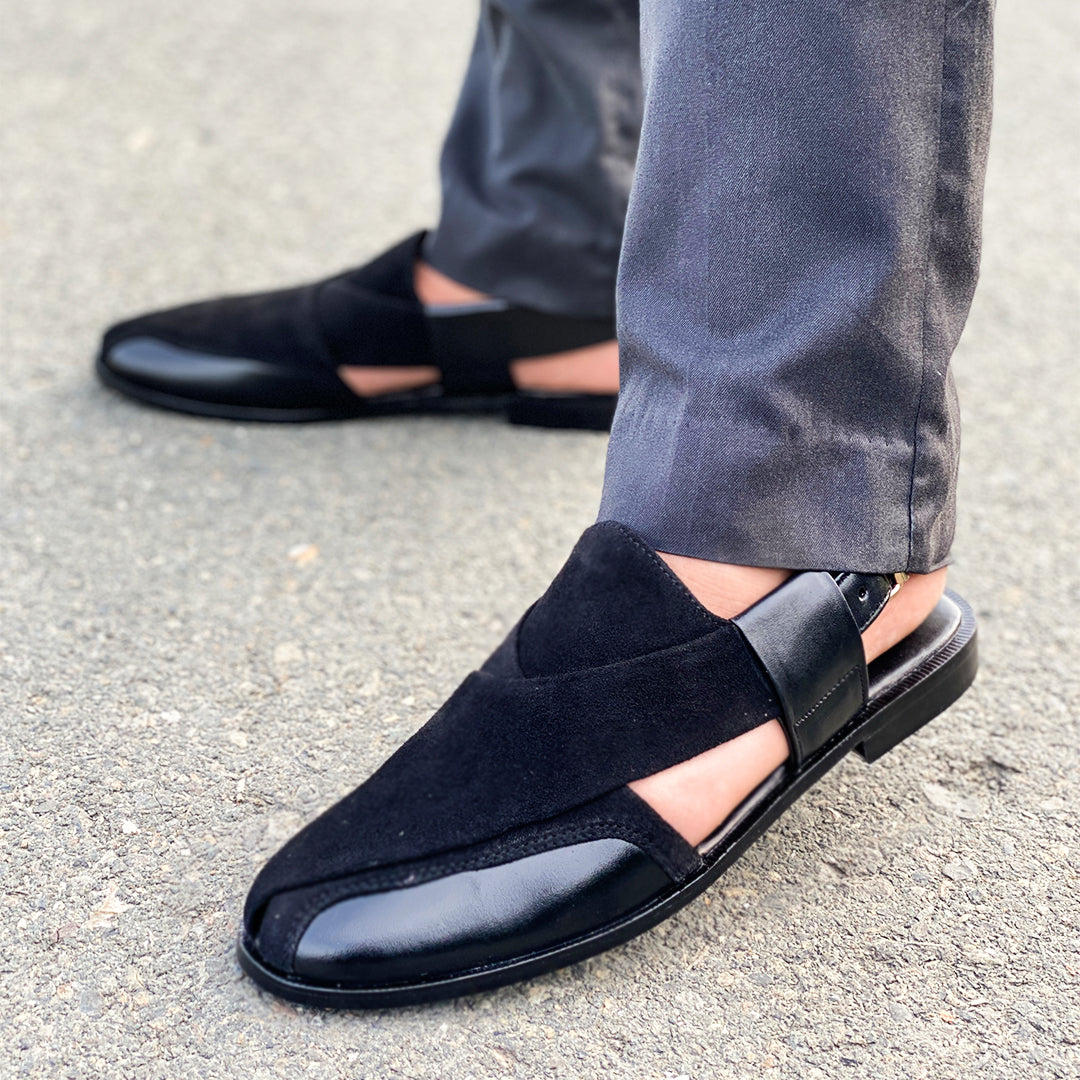 LE Pure Leather Handmade Suede Peshawari Chappal - 355